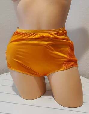 Shadowline 17082 Full Cut Brief Nylon Lace Full Cut Panty Orange Naranja